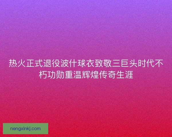 热火正式退役波什球衣致敬三巨头时代不朽功勋重温辉煌传奇生涯